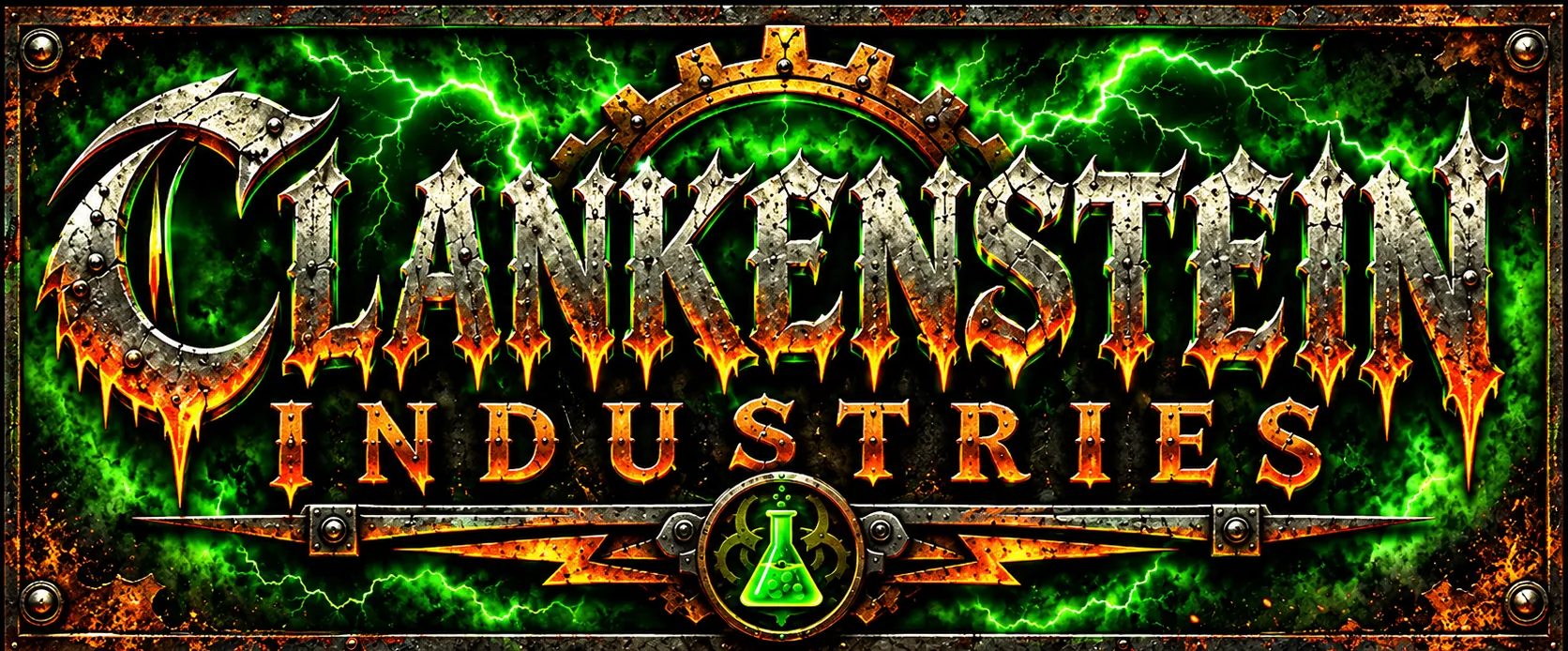 Clankenstein Industries — distressed Gothic industrial insignia